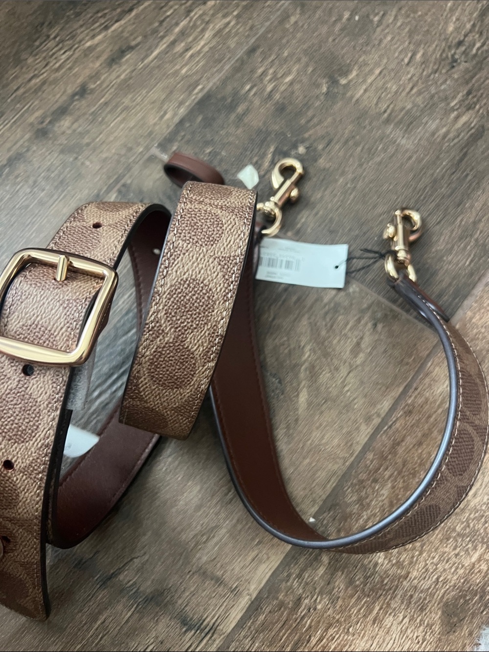 Coach Brown Signature Canvas Adjustable Crossbody Strap with Gold Hardware NWT - Picture 2 of 6